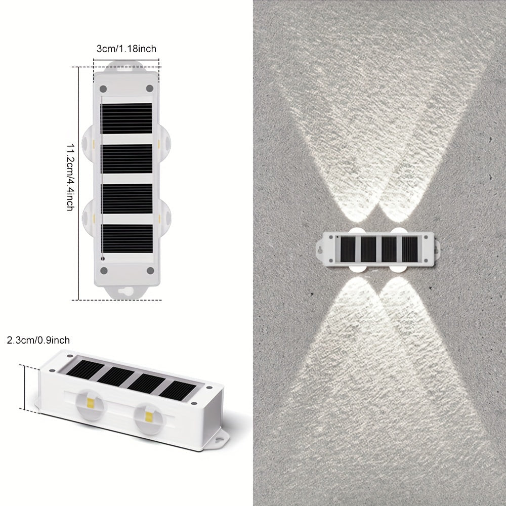 Luces solares para patio exterior (4 piezas/caja), luces de lavado de pared exterior, focos de paisaje para pared exterior de villa, luces decorativas de pared para ambiente