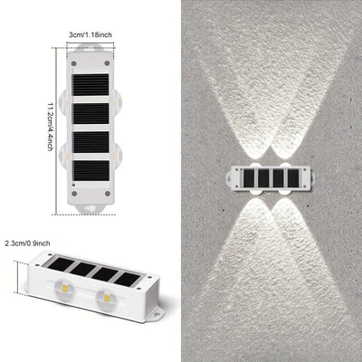 Luces solares para patio exterior (4 piezas/caja), luces de lavado de pared exterior, focos de paisaje para pared exterior de villa, luces decorativas de pared para ambiente
