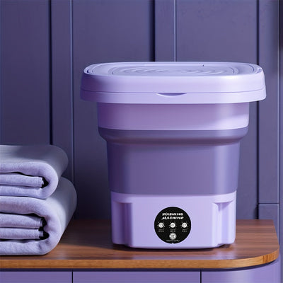 Mini Lavadora Plegable Totalmente Automática De 8L Portátil, Multifuncional Para El Hogar Y Los Viajes De Negocios, Ropa Interior Pequeña, Calcetines, Ropa De Bebé, Esterilización De Luz Azul, Reducción De Ruido Y Bajo Consumo