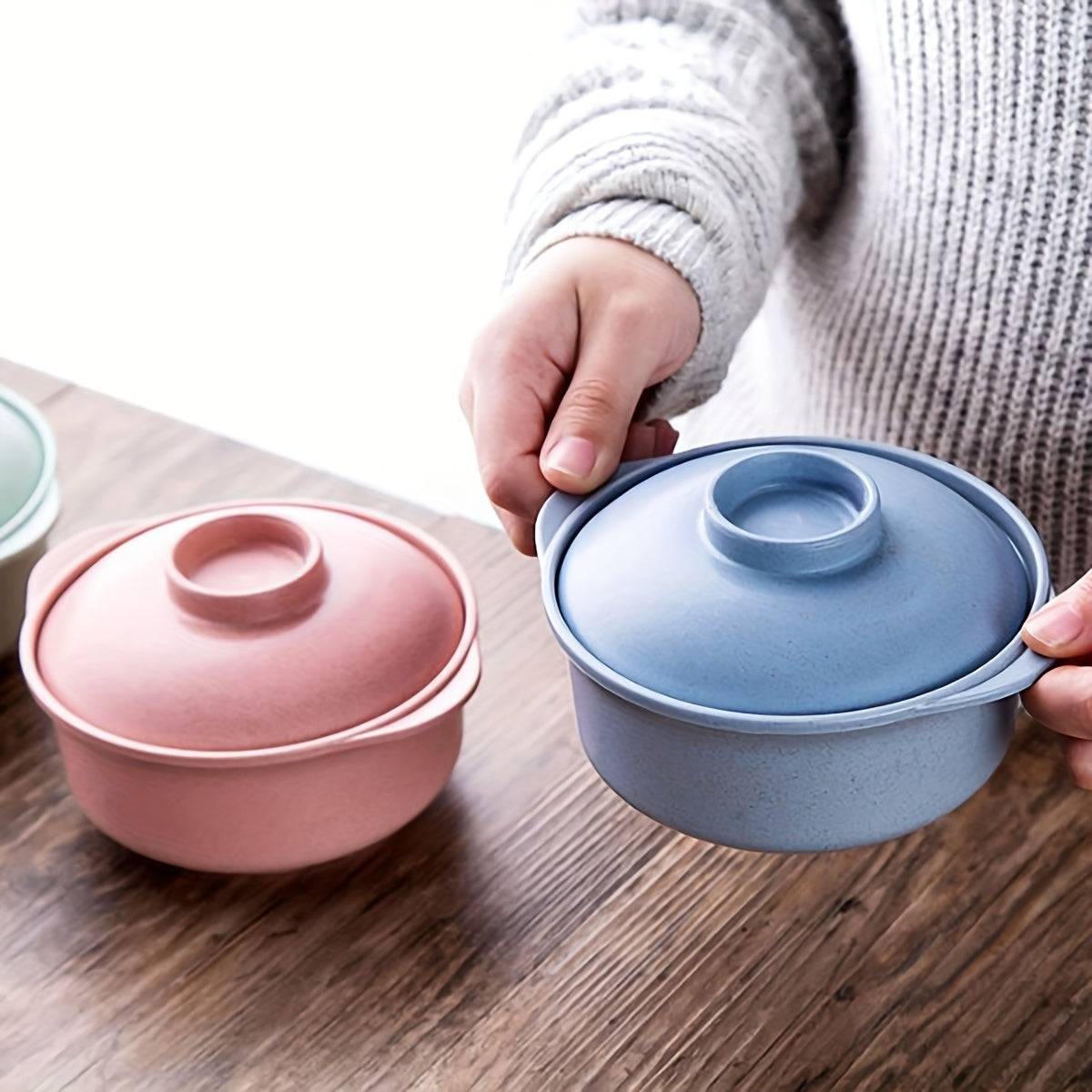 Juego de 1/4 tazones de plástico para sopa con tapa, diseño de borde antideslizante reforzado, tazón colorido y moderno para fideos instantáneos, ideal para cereal, sopa, ensalada, arroz y pasta, esencial para picnics, campamentos y fiestas en casa