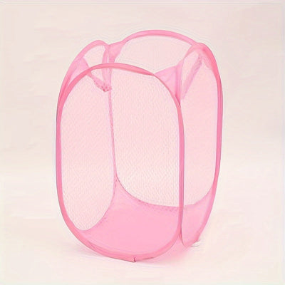 Canasta plegable para ropa sucia, 1 unidad, resistente, malla de nylon transpirable, estilo clásico, con asas, solución de almacenamiento versátil, para lavandería