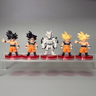 21 figuras de personajes populares del anime, incluyendo a los héroes Saiyan como Bulma, Vegeta y Piccolo, Frieza. Recibe 1 pieza al azar para decoración de escritorio