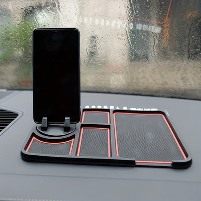 Soporte para Teléfono de Tablero del Coche con Placa de Matrícula Temporal y Aromaterapia, Base Antivibración Universal, Alfombrilla Antideslizante Compatible con 4 en 1