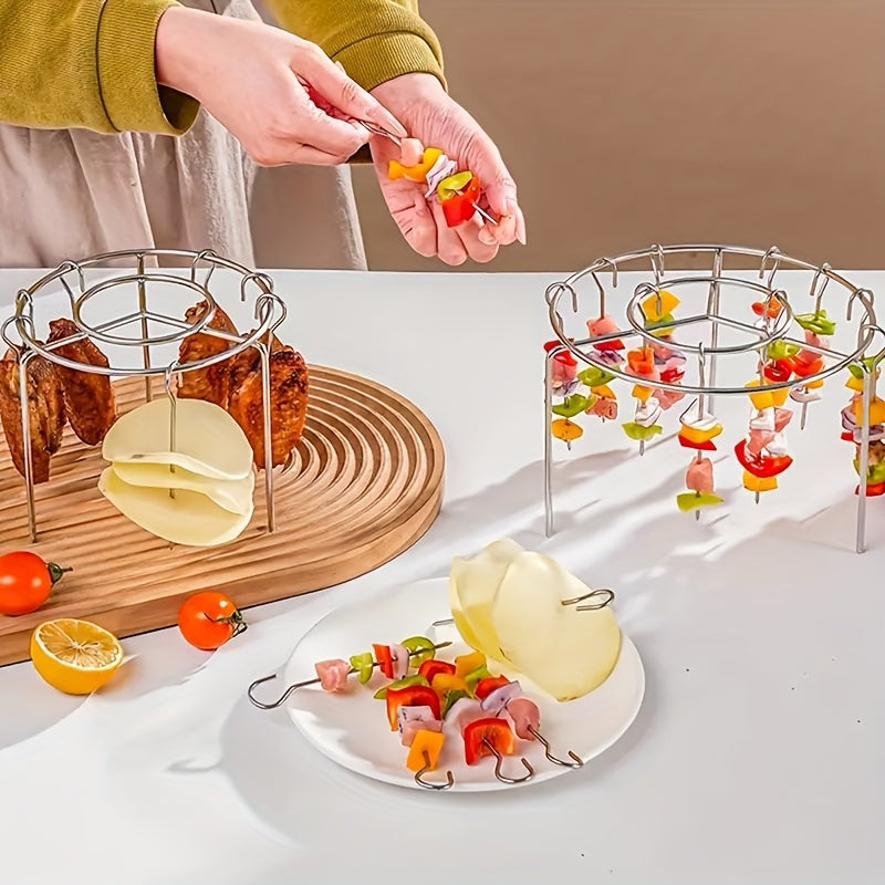 1 Juego de Parrilla para Freidora de Aire de Acero Inoxidable, 24 Piezas, para Carne y Verduras, Compatible con Freidoras de 3.5qt-5.5qt, Horno y Olla a Presión, Sin Necesidad de Darle la Vuelta, Accesorio para Fríjidera