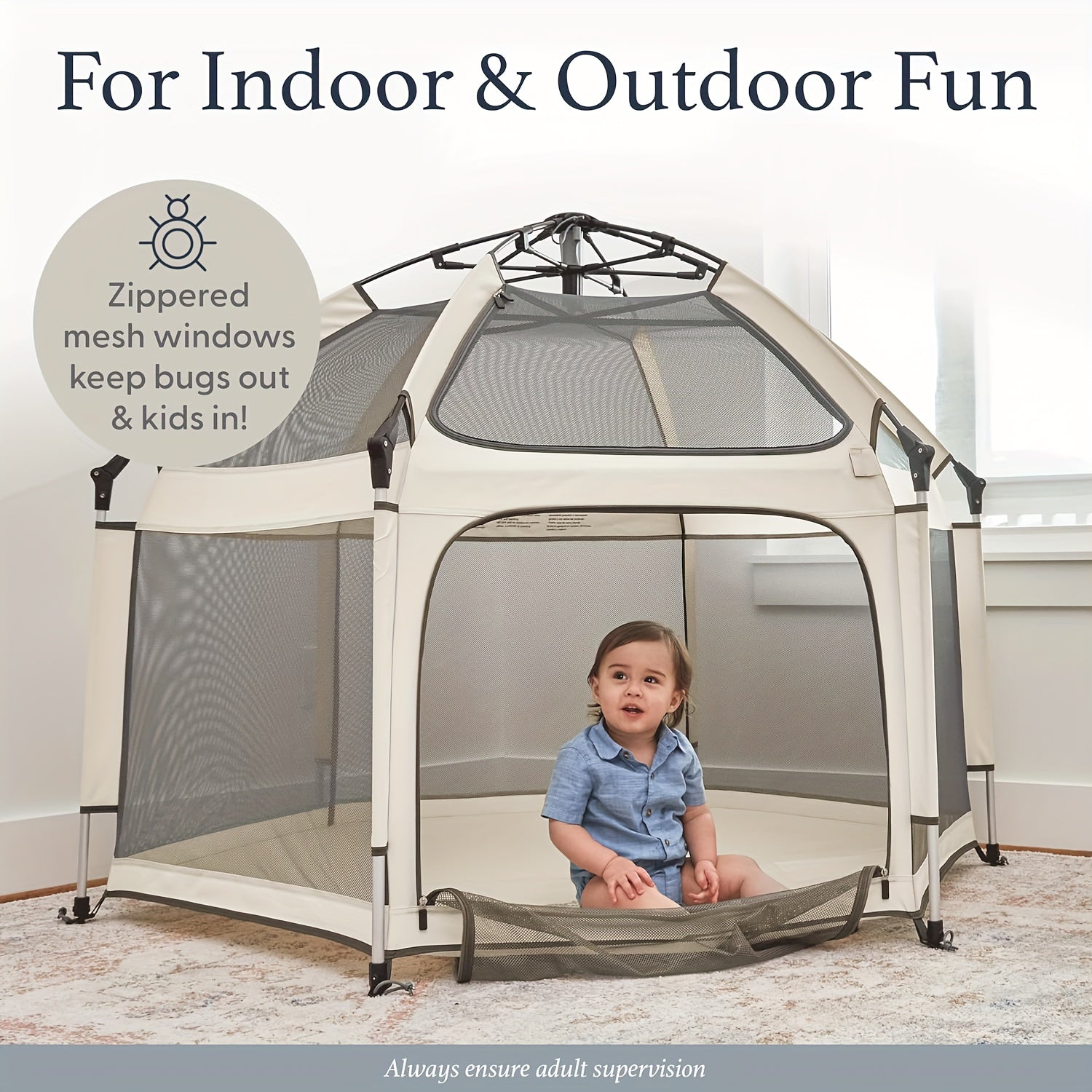 Corralito de Alta Calidad para Bebés Interior y Exterior - Portátil, Ligero, Diseño Plegable y Fácil de Montar para Uso en la Playa o en Casa, Tienda de Juegos Premium para Niños