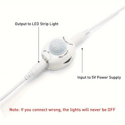 Tira de luces LED con sensor de movimiento AMILL, alimentada por USB - brillo ajustable, sensor infrarrojo, incluye cinta adhesiva de doble cara, ideal para cocina, gabinetes de oficina, armarios y escaleras, luz con sensor de movimiento para interiores,