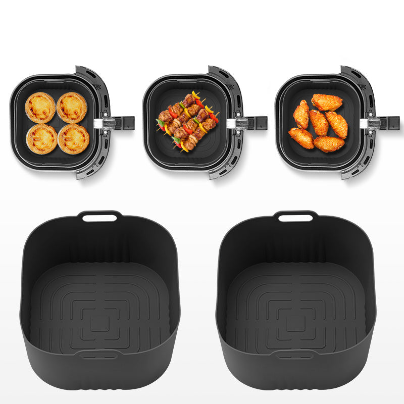 2 piezas de bandejas de horno de silicona cuadrada para freír aire - Antiadherentes, resistentes al calor, ideales para Philips HD9252, HD9200, HD9255 - Perfectas para cocinar papas fritas, pollo y verduras, bandejas de horno con forros | Bandeja de sili