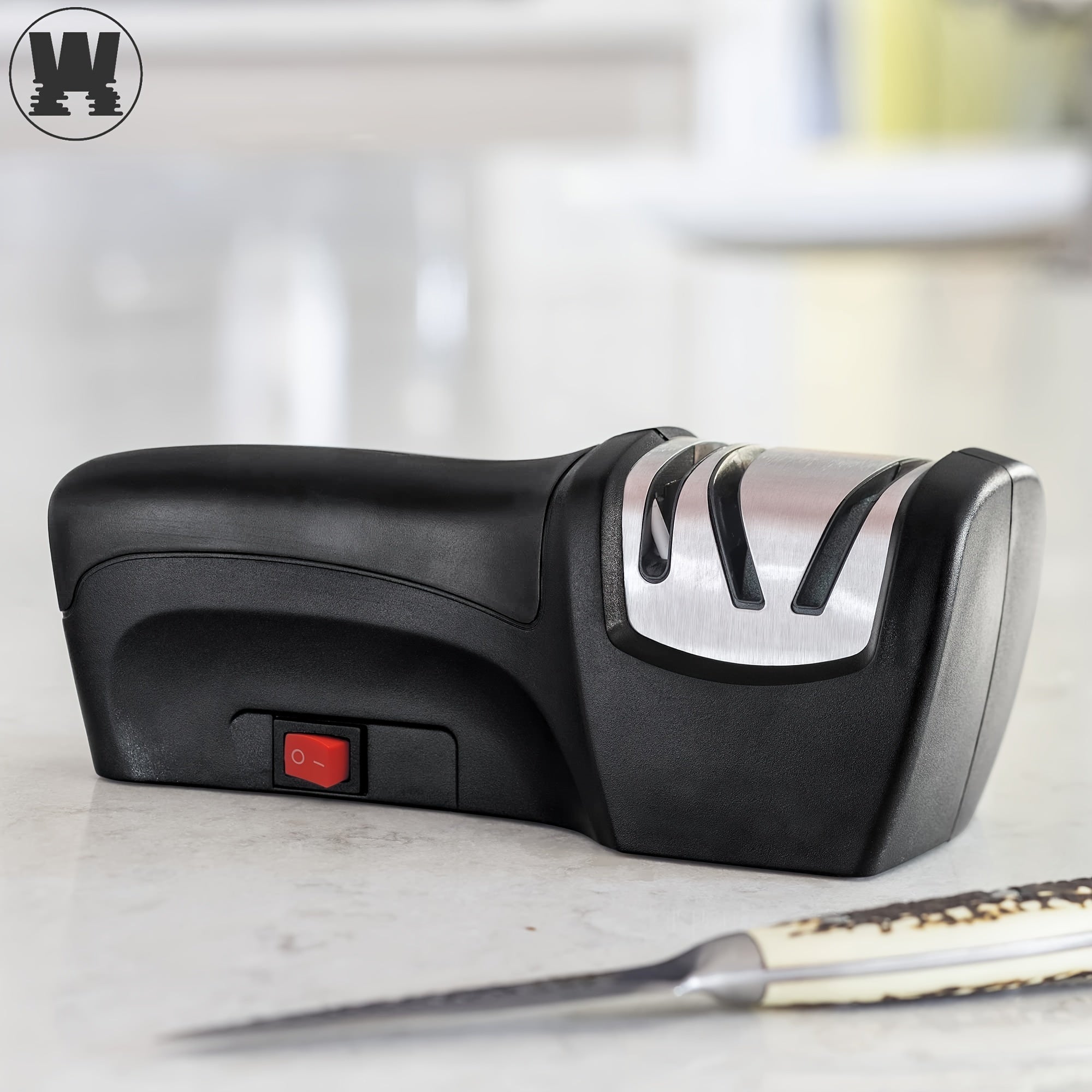 WANVOAPLS Afilador Eléctrico Profesional de Cuchillos 20 Grados, 2 Etapas para Afilar y Pulir en Cocina, Accesorios de Cocina
