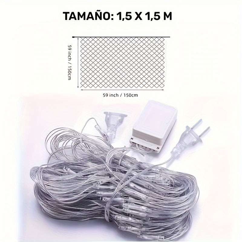 Luces LED de malla para exteriores, 8 modos de iluminación multicolor, ahorro de energía, decoración para camping y fiestas, plástico duradero, control con interruptor, ideal para Navidad y ocasiones festivas, iluminación decorativa exterior, diseño de m