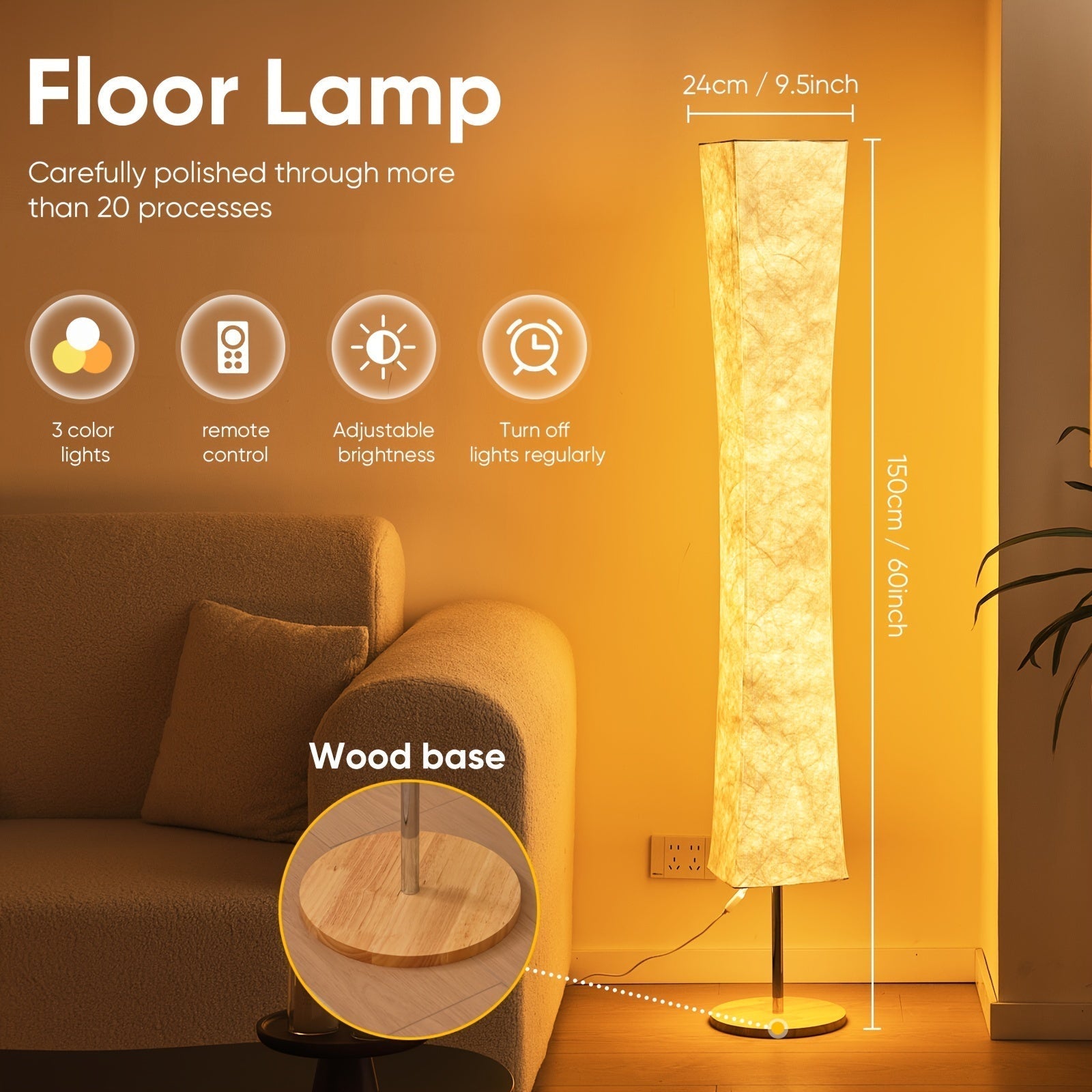 1 Set de lámpara de pie suave para suelo, diseño minimalista de cintura, USB moderna luz cálida ultrafina de 3000K LED pantalla especial de tela luz de balcón, adecuada para regalo de sala de estar y dormitorio
