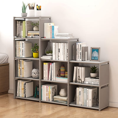 Estante de Metal Contemporáneo, Organizador de Almacenamiento de 9 Cubos, Librería DIY, Librería Alta para Dormitorio, Sala de Estar, Oficina, Organizador de Almacenamiento de Armario, Estantería de Cubículos Gris, Canastas de Estantería