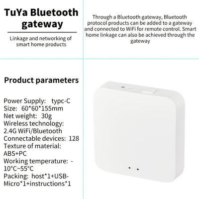 Tuya Zigbee 3.0 Mini Smart Home Hub Gateway - Puente de malla WiFi multimodo, compatible con Alexa y Google Assistant, alimentado por USB, sin pantalla, para automatización de oficinas y hogares - Blanco