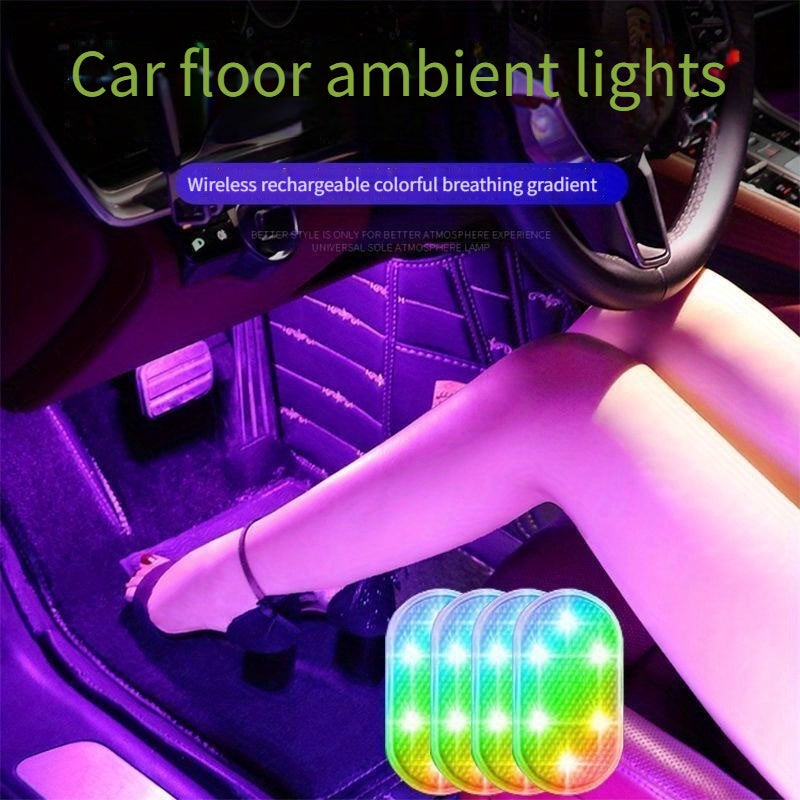 Luces de Ambiente Interiores para Coche con Carga Táctil y Luz de Lectura LED sin Cableado, Luces Decorativas Coloridas para la Suela del Pie Adecuadas para Autos, Camiones, Furgonetas, Baterías de Polímero de Litio, Voltaje de Trabajo ≤36V