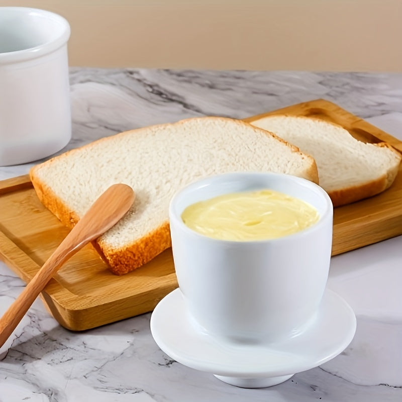 1 pieza de plato de mantequilla de cerámica con tapa - Jarrón de almacenamiento de queso, diseño moderno, montaje en encimera, compatible con estantes colgantes, esenciales de cocina | Moderna vajilla de cocina | Cerámica duradera
