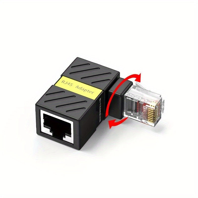 Conector de red RJ45 giratorio de 360° - Conector de ángulo recto de 90°, convertidor de macho a hembra, enchufe de red para portátiles, tabletas y más, puerto de parche de red Ethernet RJ45, accesorio para portátiles | Conector RJ45 | Acabado metálico,