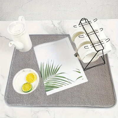 1pc Alfombrilla de secado de platos de cocina, microfibra absorbente, mantel individual antideslizante, resistente al calor, alfombrilla de drenaje, alfombrillas de secado para armarios, alfombrillas de baño