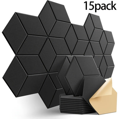 15 piezas de paneles de espuma acústica autoadhesivos - 30x25x1 pulgadas de alta densidad con diseño de grano en forma de Y para cine en casa y estudio de grabación (negro/gris/blanco), materiales de aislamiento acústico, aislamiento acústico de estudio,