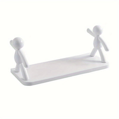 Estante de Pared Versátil sin Taladro - Diseño Humanoid, Perfecto para Baño, Sala de Estar, Dormitorio y Balcón - Plástico Duradero, Sostiene hasta 2.0KG