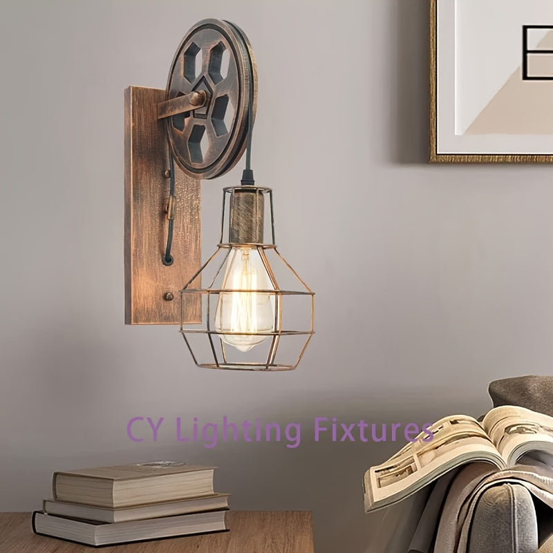 Luz de pared semiempotrada industrial moderna, sombra de metal pintado, base de bombilla E27, instalación de iluminación cableada 110-240V para salón, dormitorio, pasillo - No incluye bombilla, iluminación cálida y ambiental | Luz de pared vintage | Cons
