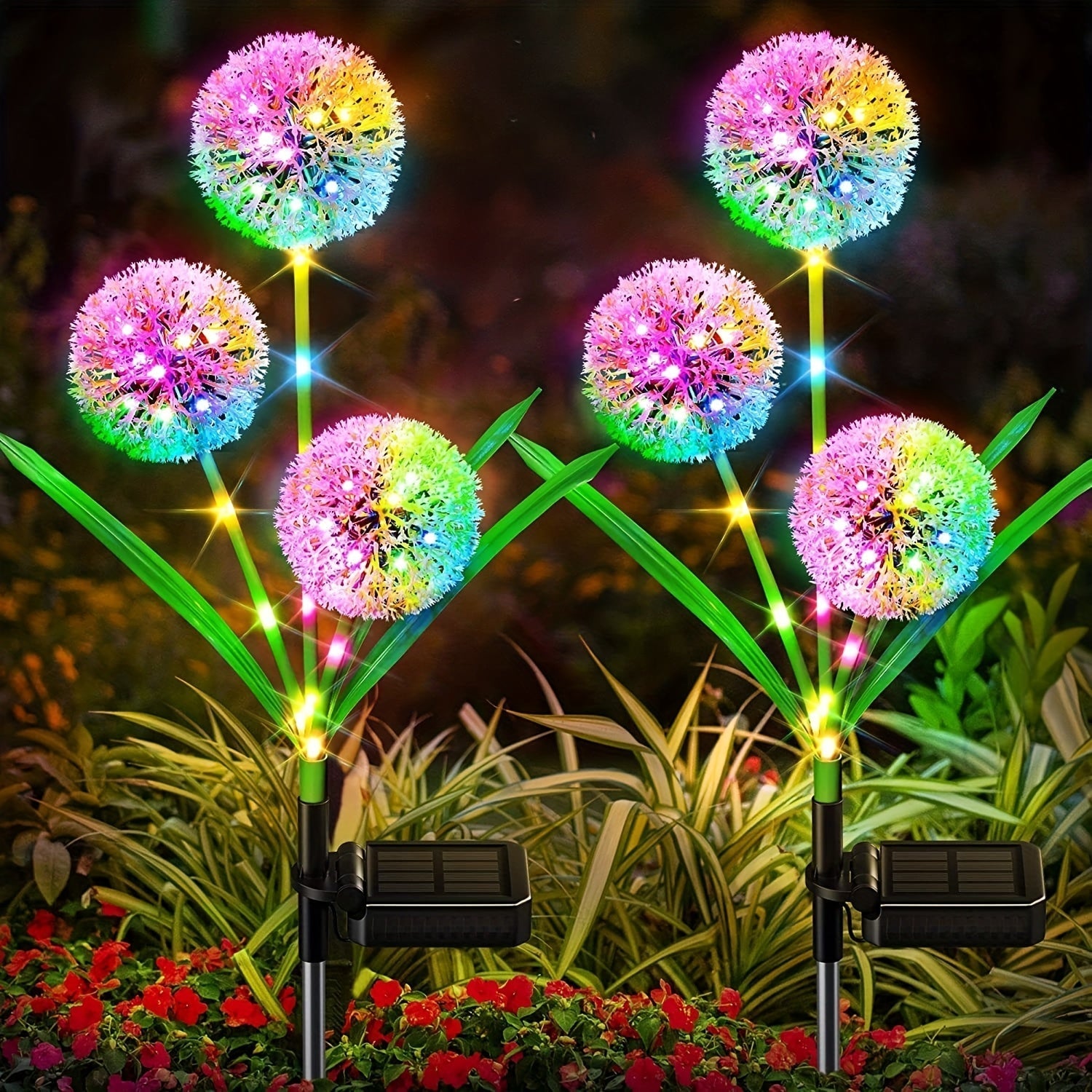 Luces decorativas de jardín solar simulación de diente de león con colores LED, luces para paisaje exterior y césped