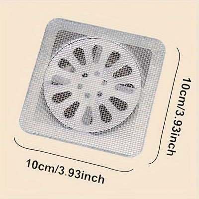 10/30/50/100pcs Pegatinas de Acero Inoxidable para Desagüe de Ducha - Cubiertas de Malla Desechables para Baño, Cocina y Lavabo - Prevención de Atascos por Cabello Humano y Mascota, Diseño Flexible, Flujo Efectivo de Agua