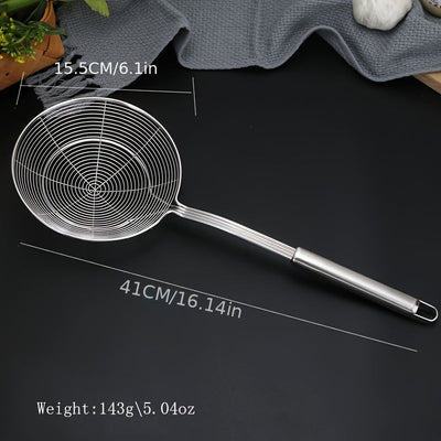 1 Pieza, Colador De Acero Inoxidable, Cuchara De Alambre Con Mango, Colador De Araña De Cocina, Cuchara De Espumadera Para El Hogar, Para Freír, Herramienta De Cocina Para Alimentos Fritos, Utensilios De Cocina, Accesorios De Cocina