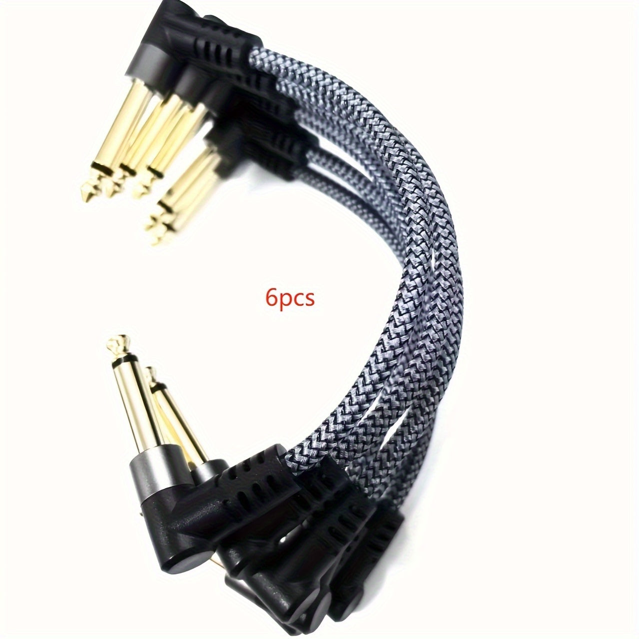 Conjunto de 6 cables de parche para guitarra de 6 pulgadas en ángulo recto - Cables de instrumento macho a macho de 1/4" TS, Conector de alta calidad Cat 5e para pedales, Conectores flexibles de forma redonda