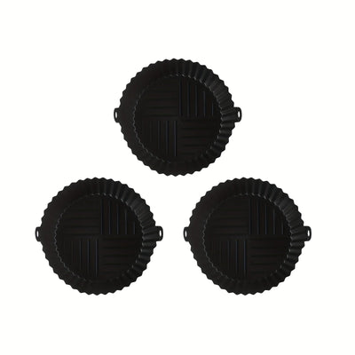 1pc Bandeja de Horneado Reutilizable para Freidora de Aire - Tapete Redondo Antiadherente de PET Alimenticio con Diseño Multicompartimento para Frituras Saludables, Galletas y Ala de Pollo & Snacks - Accesorio de Cocina Fácil de Limpiar
