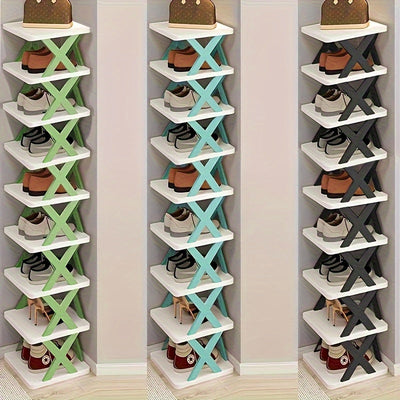 Zapatero alto y estrecho, organizador de zapatos para entrada, zapatero sólido ahorrador de espacio, ideal para armarios, puertas, garajes, salones, nuevo zapatero pequeño y delgado para entradas, gabinete de zapatos sencillo para hogar