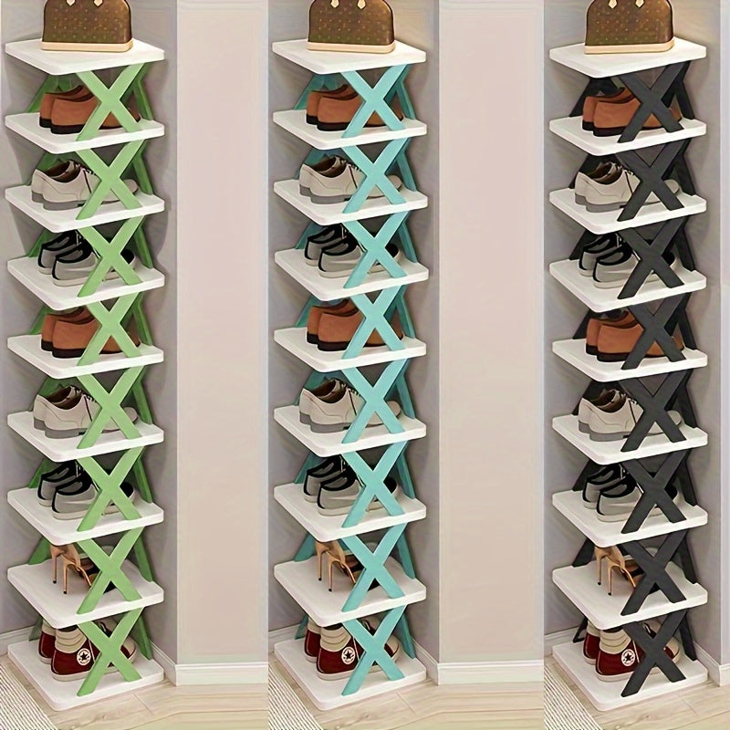 Zapatero alto y estrecho, organizador de zapatos para entrada, zapatero sólido ahorrador de espacio, ideal para armarios, puertas, garajes, salones, nuevo zapatero pequeño y delgado para entradas, gabinete de zapatos sencillo para hogar