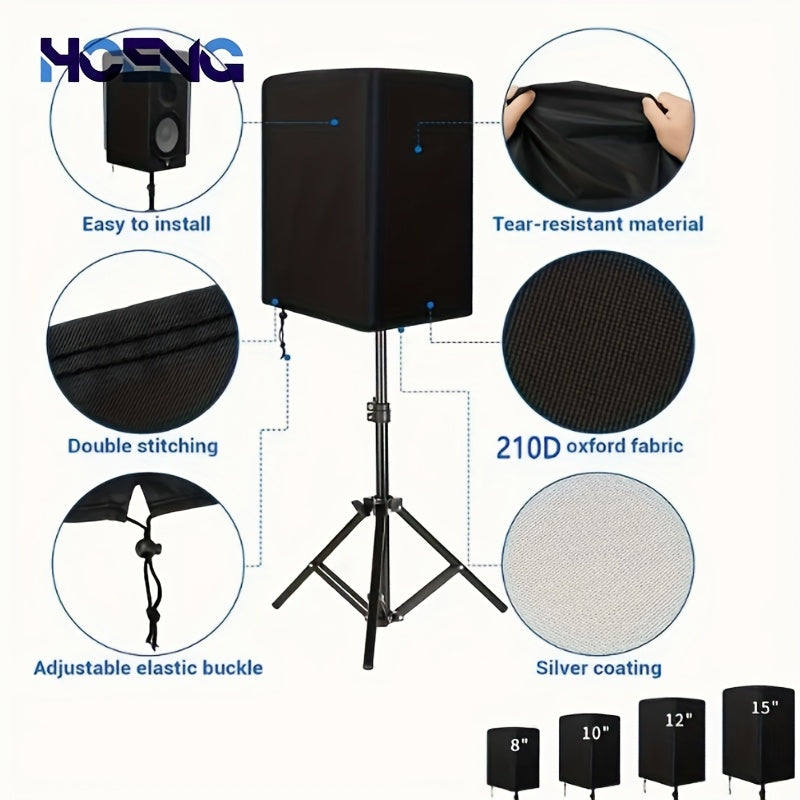 2 piezas de cubierta para parlantes en fibra de poliéster negro, protector para equipo de audio, cubierta para sistema de sonido de home theater y exterior, múltiples especificaciones, alarga la vida útil del equipo y mantiene la calidad del sonido