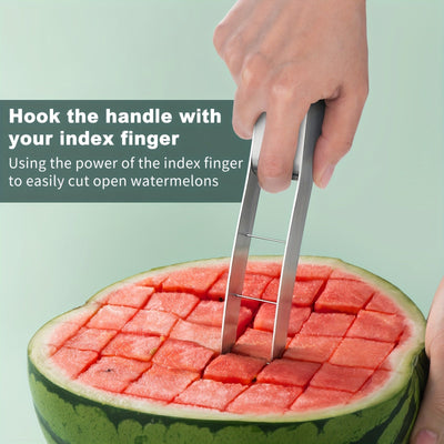 Cortador de sandía de acero inoxidable 304 - Herramienta manual sin esfuerzo para cubos perfectos, ideal para pícnic y fiestas, esenciales para pícnic | Herramienta de cocina moderna | Construcción duradera, cortador de sandía