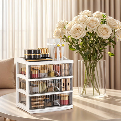 Organizador premium para cosméticos en cajón, color negro - Ligero, solución de almacenamiento independiente para mostrador