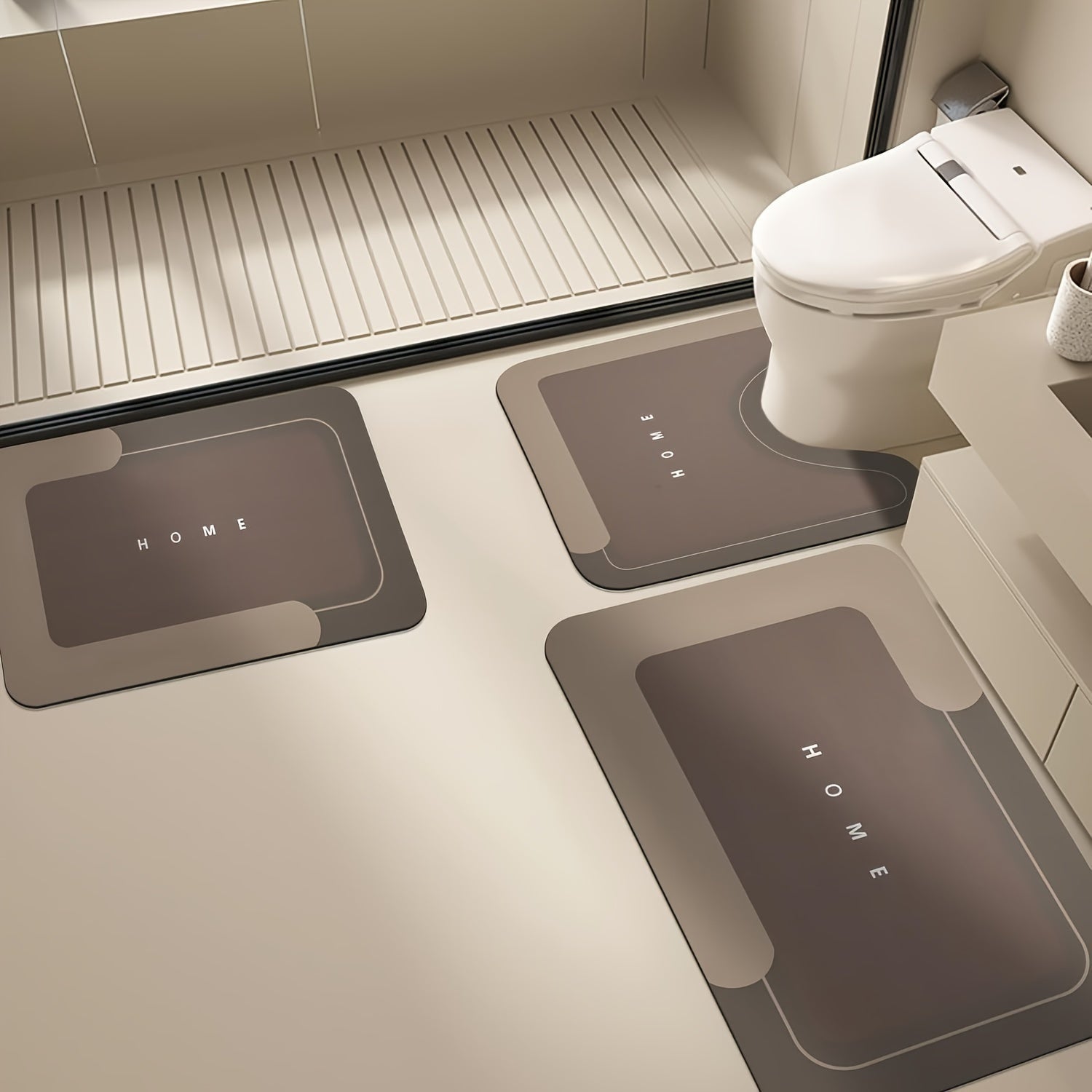 Conjunto de 3 Piezas de Accesorios de Baño: Alfombrillas de Baño Ultra Absorbentes - Antideslizantes, Secado Rápido, Fácil Limpieza - Perfectas para la Entrada, la Ducha y la Lavandería