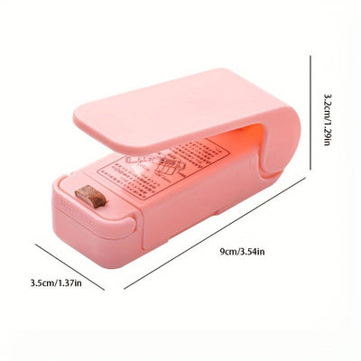 1 pieza de sellador de bolsas de plástico ABS compacto para frescura, fácil de usar, dispositivo de conservación de alimentos portátil, accesorio de almacenamiento de alimentos | Sellador de bolsas de aperitivos portátiles | Artículo de cocina duradero