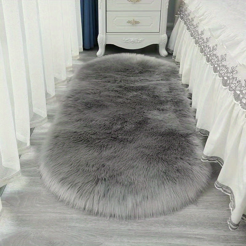 Alfombra de peluche lujosa y suave, 80% acrílico y 20% poliéster, lavable a máquina, liviana y de color sólido para dormitorio, sala o balcón - Uso en interiores