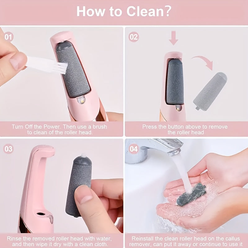 Fila de pies eléctrica con batería de litio incorporada - Recargable, carga USB, diseño ergonómico para eliminar cera vieja - Masajeador digital portátil para pies para un brillo suave y claro, ideal para uso en casa y viajes, eliminador de pies, diseño