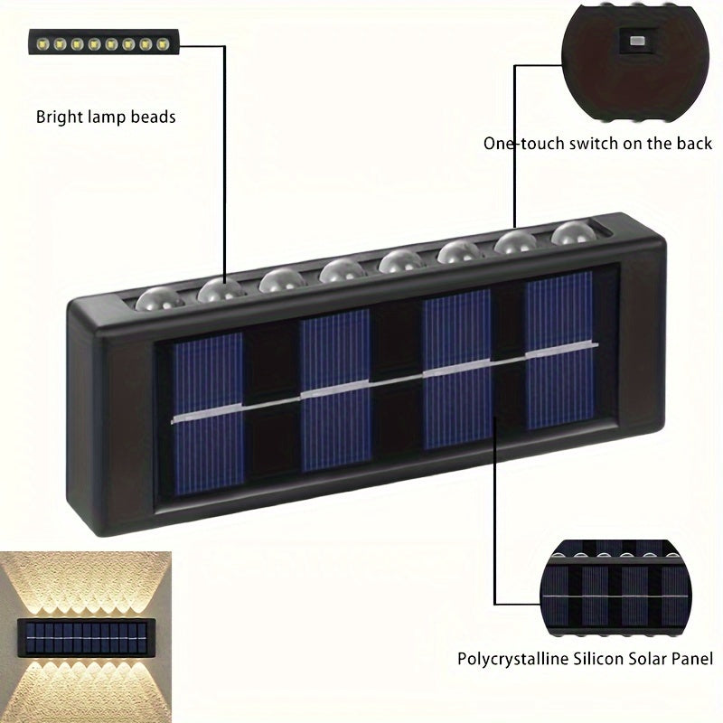 6 luces solares con 16 LED, luces solares para exteriores, decoración de jardín, calle y paisaje, luces solares para pared de balcón, fáciles de instalar en exteriores, ideales para jardines, entradas de autos, garajes, etc