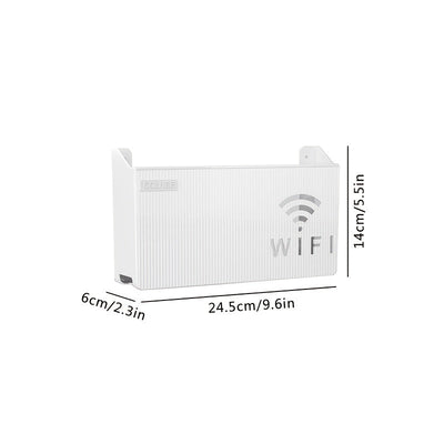 Soporte para Router Inalámbrico de Fácil Instalación - Caja de Almacenamiento de Montaje en Pared sin Taladro, Acabado Pulido, Organizador Multiusos para Hogar y Oficina, Ganchos de Utilidad