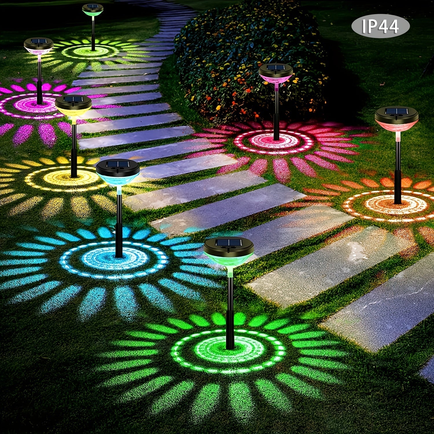 Conjunto de Luces Solares para Caminos de 2PC4PC6pcs con Gradiente de Colores Cálido y LED, Luz Solar Exterior, Lámpara de Iluminación Solar, Luz Decorativa para Jardín Solar en Acera, Patio Trasero, Paisaje de Césped, Área Escénica, Campamento Universit