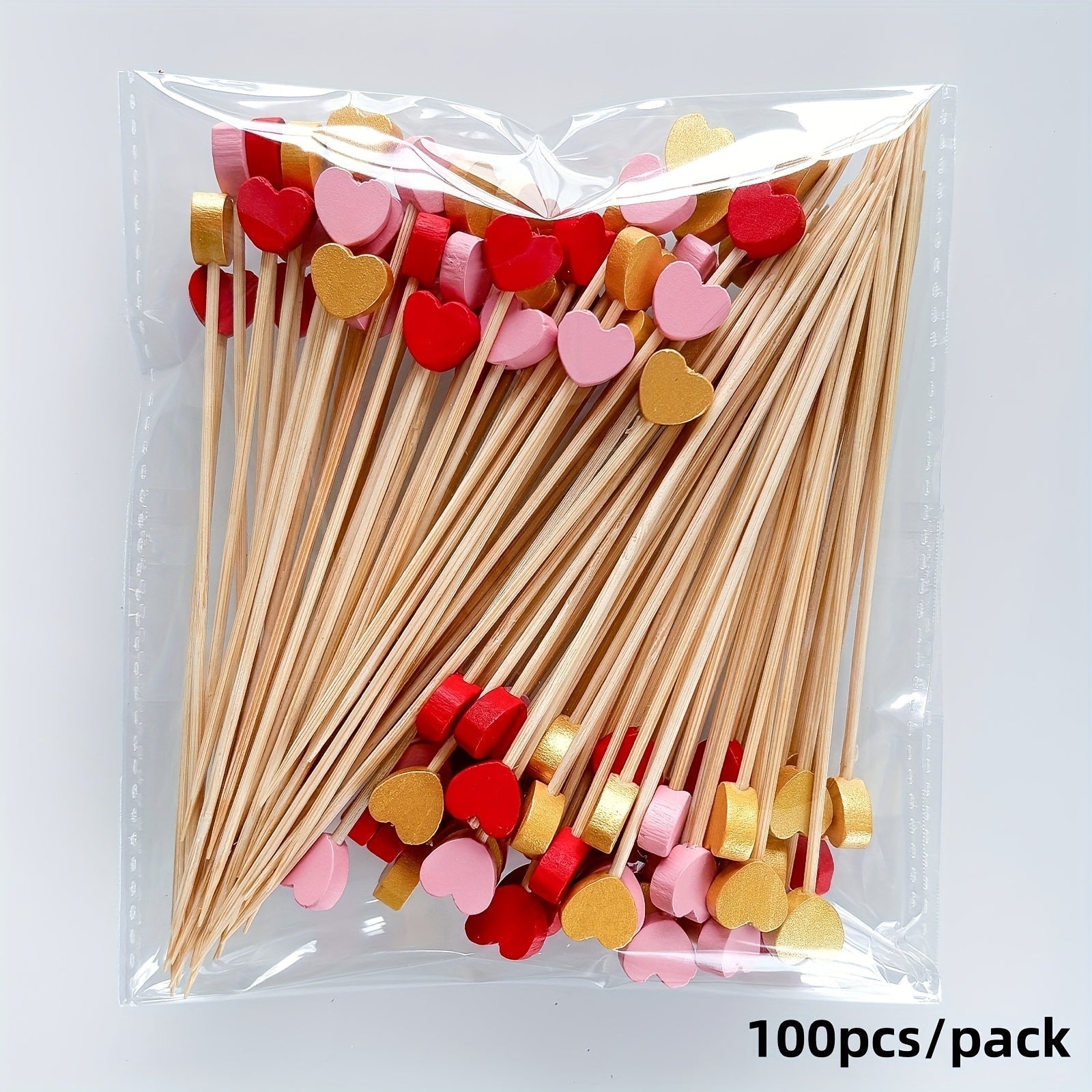 100 piezas de Pinchos de Bambú 12 cm/4.72 pulgadas - Pinchos Desechables con Forma de Corazón para Alimentos para San Valentín, Bodas, Aniversarios, Fiestas - Suministros de Cocina y Restaurante de Alta Calidad, Utensilios de Bambú