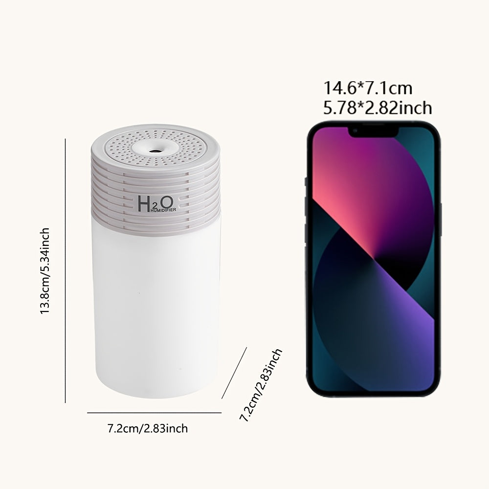 Humedificador Portátil Mini con Luz Ambiental de Cambio de Color, Enfriado por USB, Capacidad de 300ML, Salida de 25-40ML/H, Material de Plástico, con USB para Dormitorio, Coche, Oficina - Fresquero de Aire para Una Sola Habitación