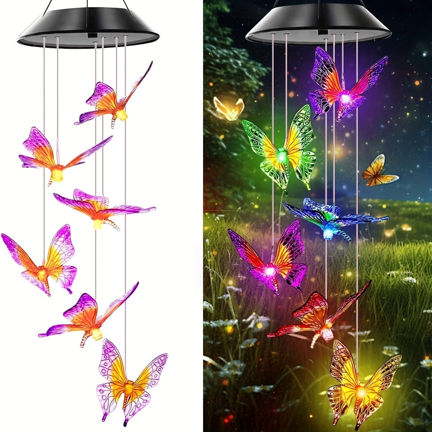 Luces de viento de mariposa cambiantes de color con energía solar - Decoración exterior LED vibrante para jardín, patio, porche - Regalo perfecto para mujeres, Día de la Madre, cumpleaños, decoraciones solares, decoración de patio, iluminación vibrante,