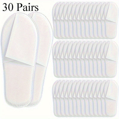 30 Pares de Zapatillas Desechables para Hoteles - Zapatillas Higiénicas y Transpirables para Spa, Grises y Blancas, Cómodas para Viajes y Uso en Espacios de Limpieza, Suministros de Poliéster Duraderos de Un Solo Uso