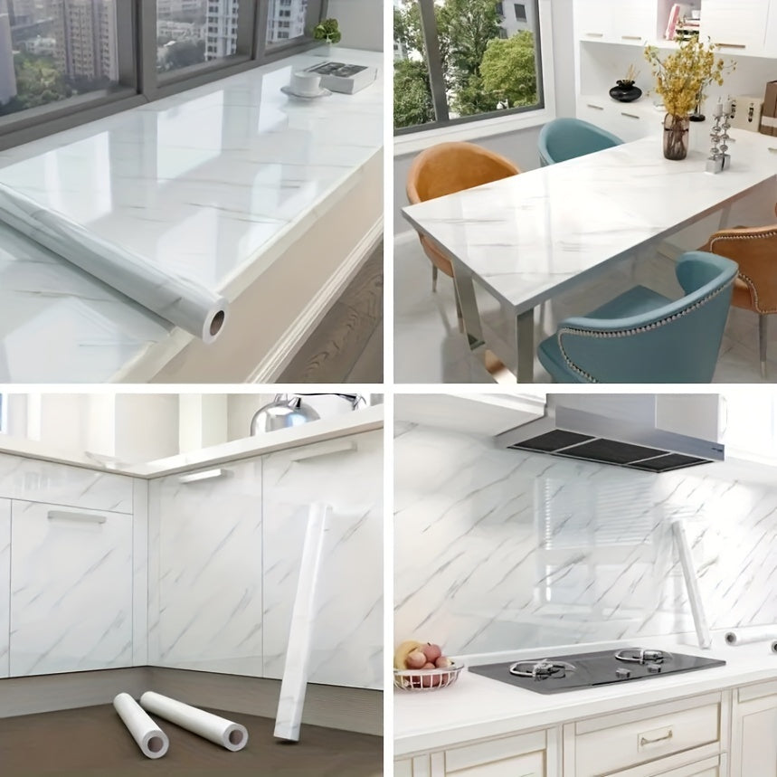 1pc de vinil adhesivo de mármol para encimeras de cocina, 200x40cm, impermeable, resistente al aceite, resistente al calor, papel tapiz DIY para renovación de armarios, estufas, campana extractora