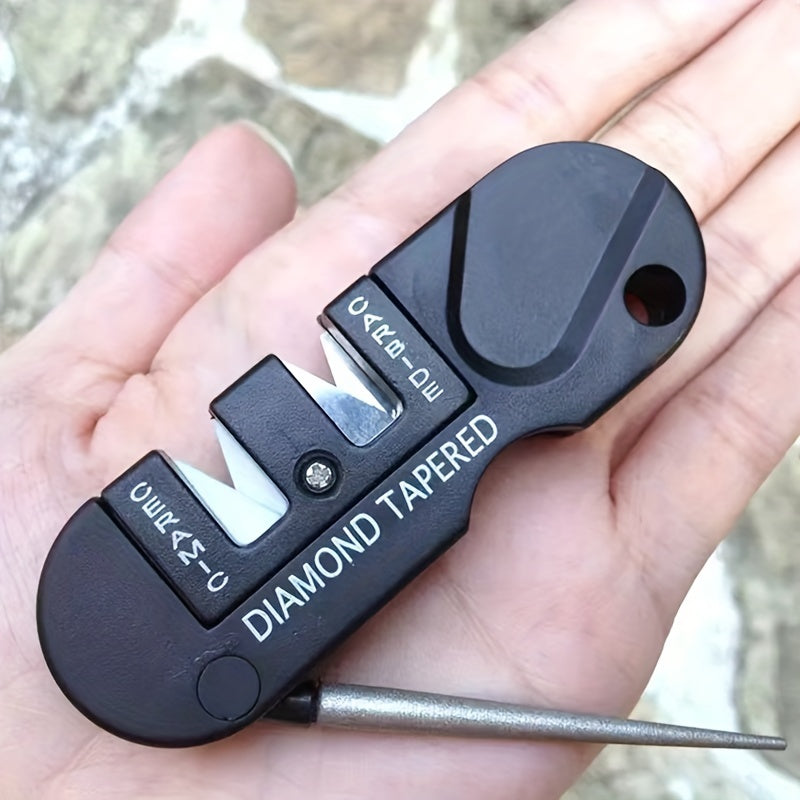 Afilador de Cuchillos de Bolsillo 4-en-1 - Multifuncional, Herramienta de Afilado de Acero de Tungsteno de Alta Durabilidad para Cuchillas Rectas y Dentadas