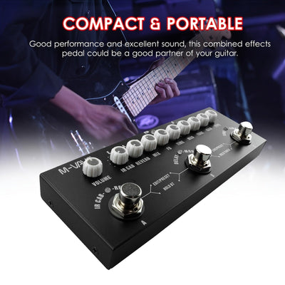 Pedal de guitarra de efectos múltiples DaierTek con 9 simulaciones de cabina clásica, construcción de metal, interfaz de audio USB, preajustes de tono editables, diseño portátil y compacto - Negro