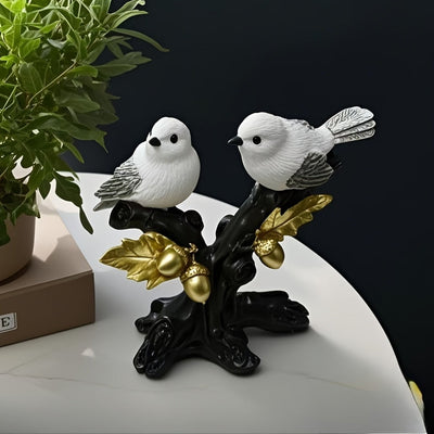 Elegante estatua de pájaro de resina blanca con detalles de rama dorada - Decoración de hogar inspirada en el estilo vintage, perfecta para espacios interiores y exteriores, agrega un toque de elegancia a cualquier jardín o patio, decoración de pájaros.