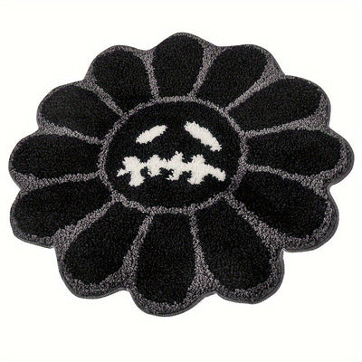 Alfombra redonda de girasol artístico retro, suave y esponjosa, para sala y dormitorio, tapete antideslizante para el hogar con respaldo de TPR, peluche grueso con un peso de 2000 g por metro cuadrado y un grosor de 15 mm, ideal para tapetes pequeños en