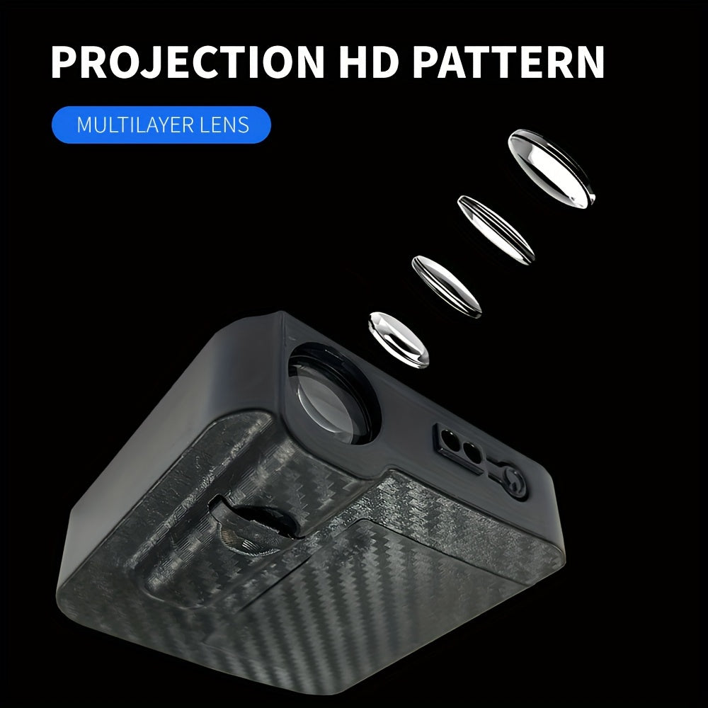 Luces de proyector de logotipo de puerta de coche de 2 piezas, alimentadas por batería 200-350 lúmenes, patrón de lente decorativa multicapa, iluminación de bienvenida de cortesía para ambiente festivo, luz de noche de puerta sin batería